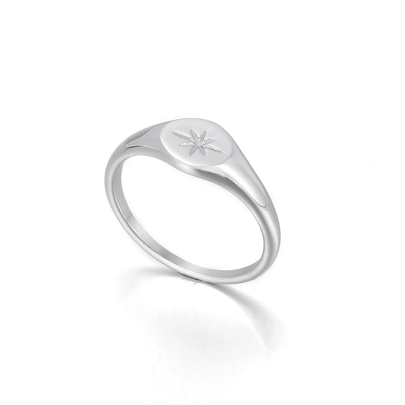 Simple North Star Starburst Signet Rings Simple Gold Color Geometry Ring Finger Stacking Band Jewelry Ring Party Gift