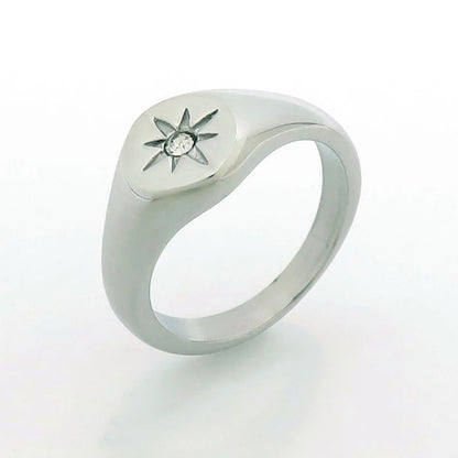 Simple North Star Starburst Signet Rings Simple Gold Color Geometry Ring Finger Stacking Band Jewelry Ring Party Gift