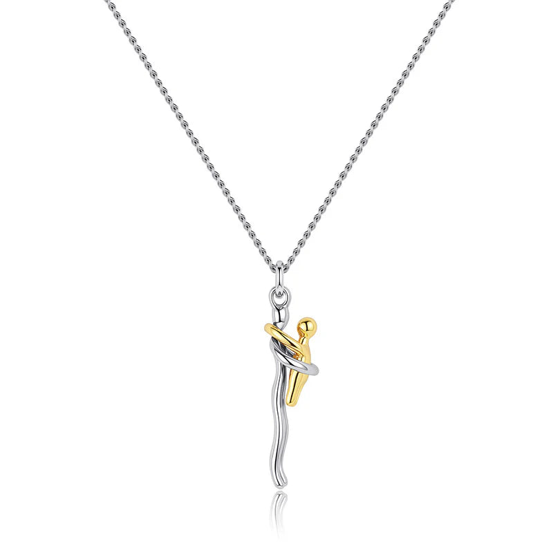 Elegant Embracing Figures Necklace - Commemorative Gift for Mother's Day and Father's Day, Emotional Jewelry for Treasured Memories