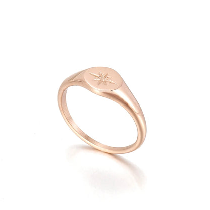 Simple North Star Starburst Signet Rings Simple Gold Color Geometry Ring Finger Stacking Band Jewelry Ring Party Gift
