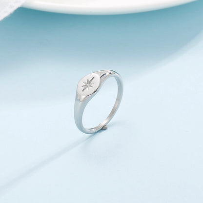Simple North Star Starburst Signet Rings Simple Gold Color Geometry Ring Finger Stacking Band Jewelry Ring Party Gift