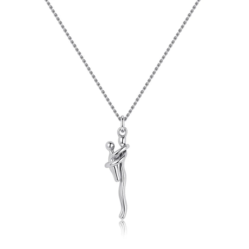 Elegant Embracing Figures Necklace - Commemorative Gift for Mother's Day and Father's Day, Emotional Jewelry for Treasured Memories