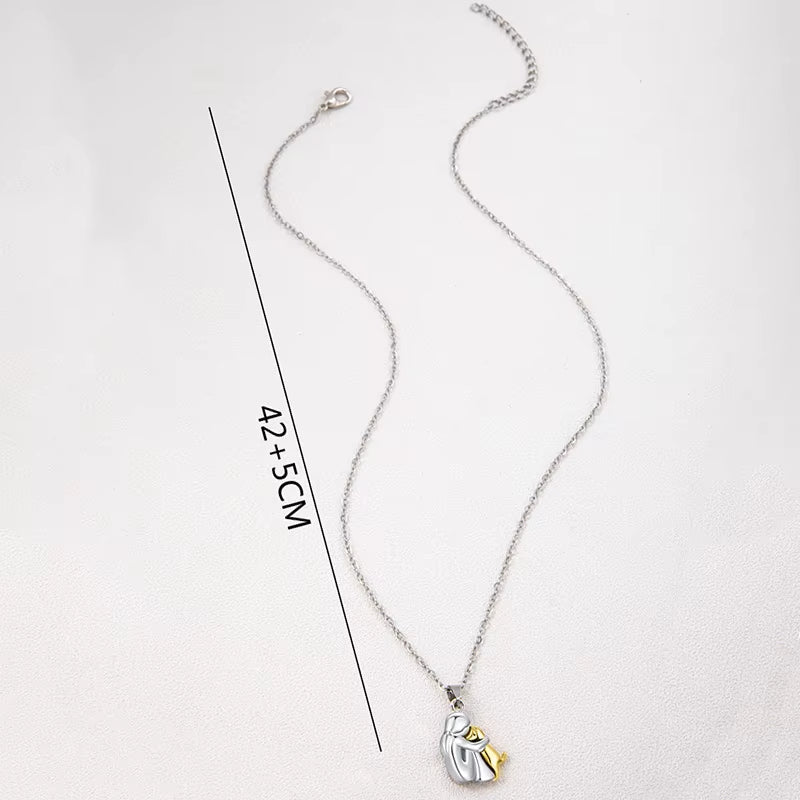 Elegant Women's Necklace Featuring Adorable Girl and Puppy Pendants - Animal-Inspired Pet Jewelry